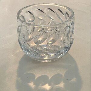 Vintage Orrefors Crystal Bowl/Votive Candle Holder with Leaf Motif Design Signed